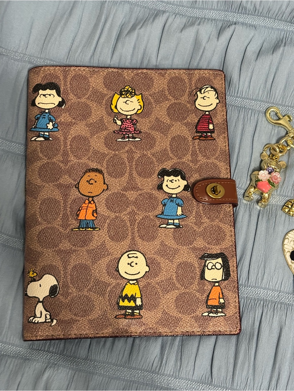 Coach x Peanuts Signature Brown Notebook + Pen with Authentic Repurposed Charms - Picture 9 of 12